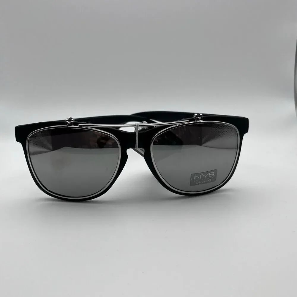 NYS Collection Womens Black Polarized Clip-on Sunglasses One Size NWT